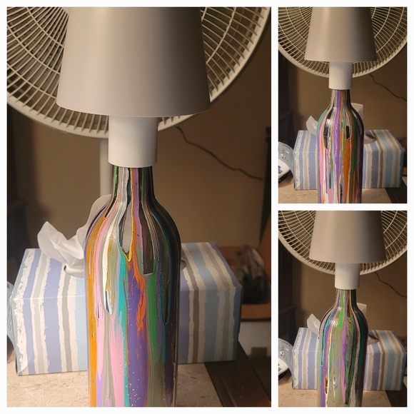 Hand painted wine bottle lamp - Picture 1 of 2